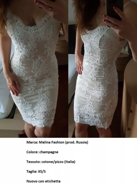 Vestito Malina Fashion, colore champagne, tg. XS/S, NUOVO CON ETICHETTA!