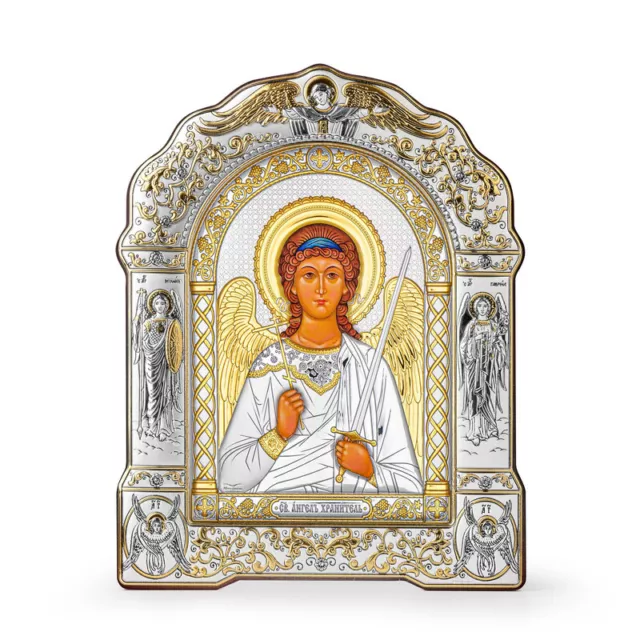 Guardian Angel Orthodox Handmade Silver Icon 20x27cm; 8,1x10,4"