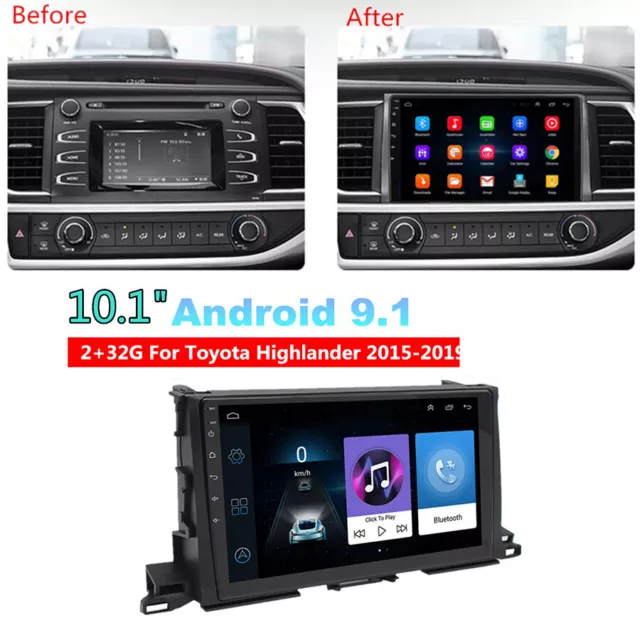 For 2015-19 Toyota Highlander 10.1" Android 9.1 Stereo Radio GPS Head Unit 2+32G