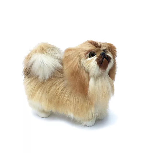 Realistic Pekingese Plush Dog Model Puppy Pet Toy Animal Doll Prop Decor Gift