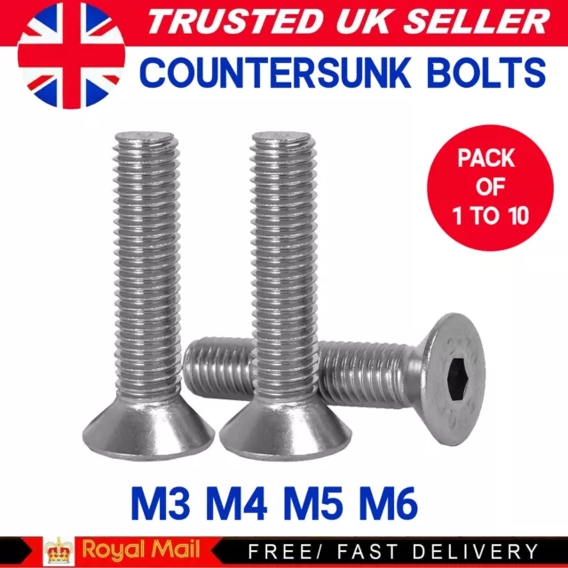 M6 M8 M10 A4 Stainless Socket COUNTERSUNK Screws - Allen Key Bolts Hex  Marine £4.17 - PicClick UK