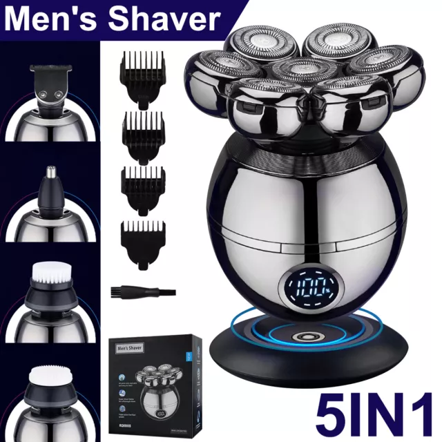 7D 5 in 1 Electric Hair Remover Shavers Bald Head Razor for Men Cordless Wet Dry