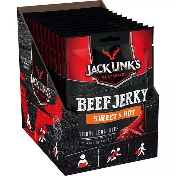 Jack Links Beef Jerky Sweet Hot gewürztes getrocknetes Rindfleisch 12x25 g Bt.