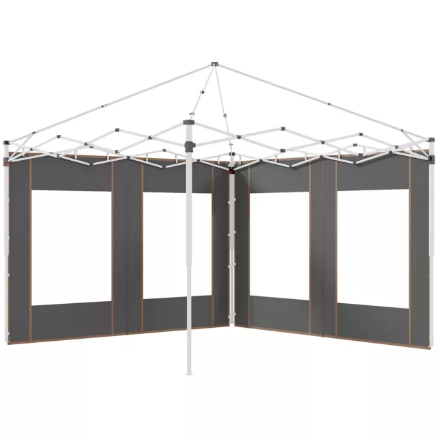 Outsunny 3x3(m) oder 3x6m Pop Up Pavillon Seitenwände mit Fenstern, grau