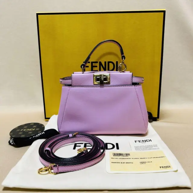 FENDI Micro Peekaboo Leather 2Way Shoulder Bag Pink 240223N