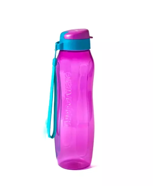 Tupperware 1 Litre Gen II Flip Top Eco Drink Water Bottle with Strap 1L Pink NEW