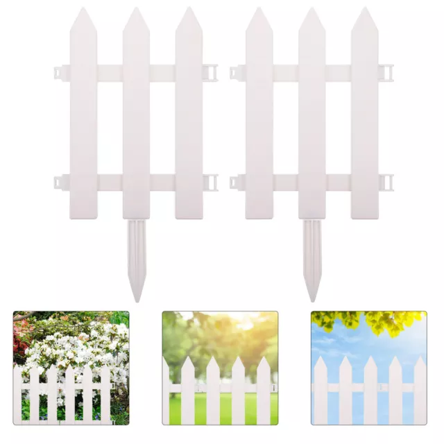 2 White Picket Fence Sets for Garden Decorative Edging Landscape Courtyard Home