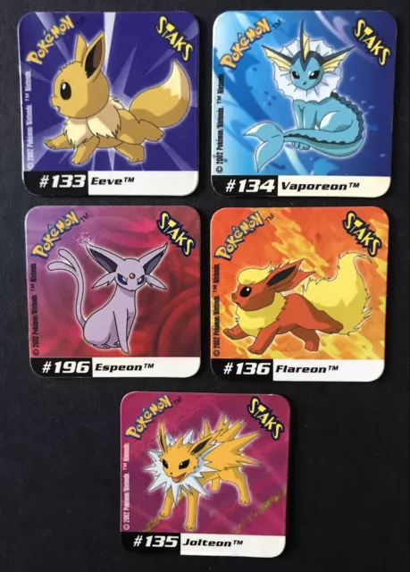 5 X Pokemon Staks Magnets Eevee Eeveelutions Jolteon Flareon Vaporeon Espeon