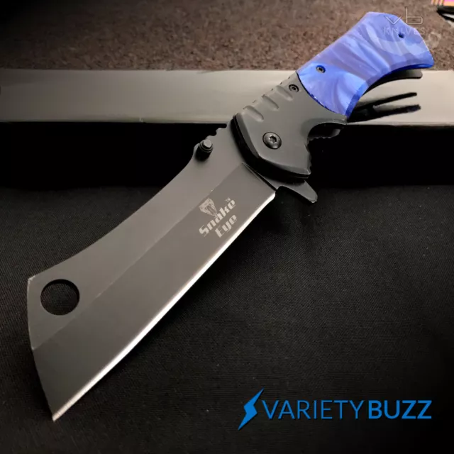 Viper Tactical Sharp CLEAVER Blade Spring Assisted Open Pocket Knife BLUE PEARL