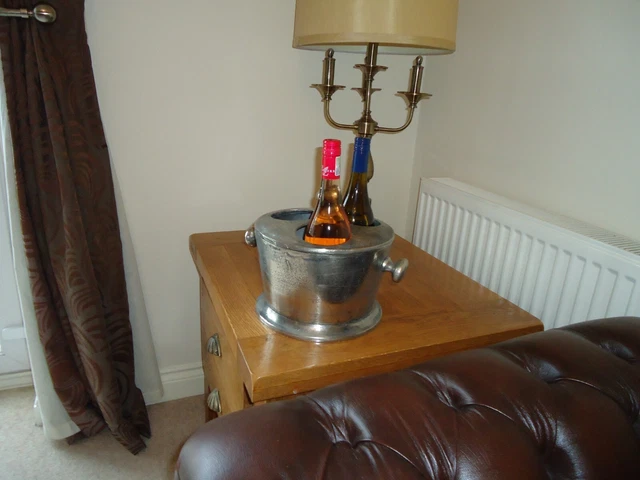 Vintage Style Champagne Ice Bucket 3 Bottle With Lid Wine Cooler Tub