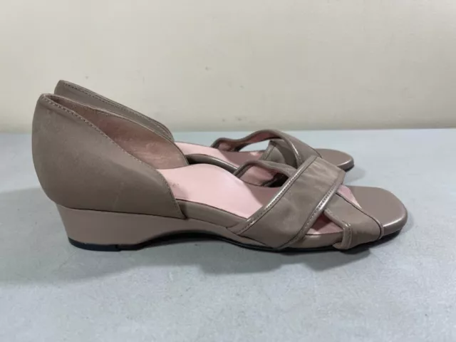 Taryn Rose Women's Taupe Criss Cross Demi Wedge Kaida Open Toe Sandals Size 9M