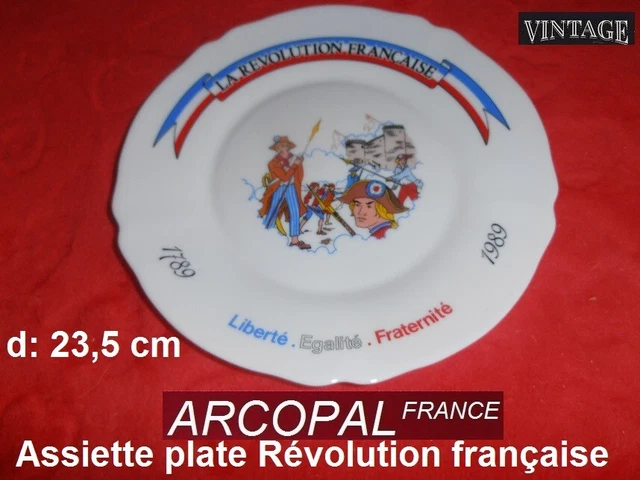 Lot De 6 Assiettes Arcopal Révolution Française - Occasion, Verre Opale, Multicolore, TBE