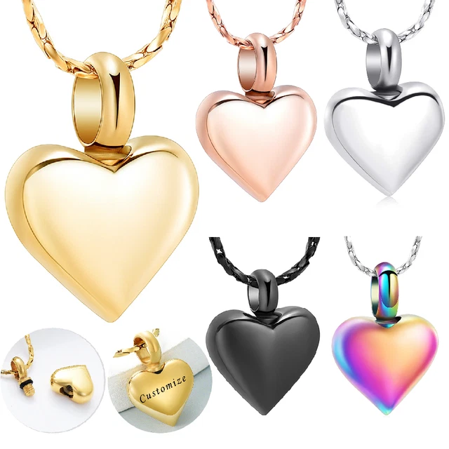 Small Love Heart Pendant Cremation Ashes Jewellery Charm Keepsake Urn Necklace