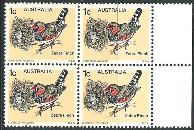 1979 Australian Stamps - Australian Birds - Zebra Finch - Block of 4 MUH