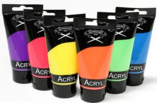 Magi Lot de 6 peintures acryliques fluo de 75 ml Jaune fluo vert orange rose ...