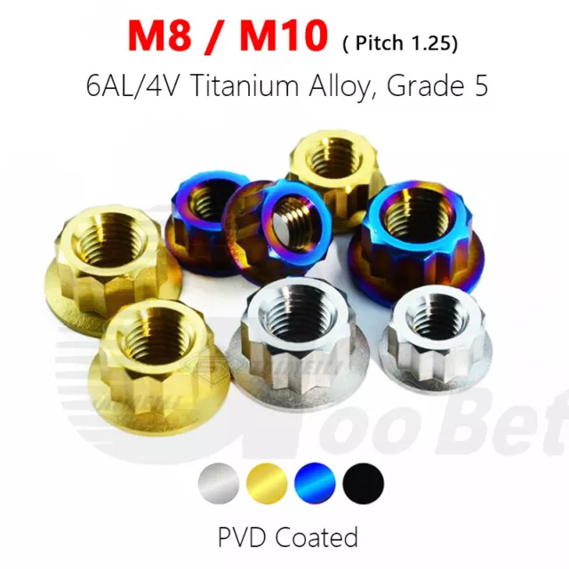 Titanium Bi Hex Flange 12 point Nut M8 M10 1.25 Ducati Aprilia Motorcycle Tuning