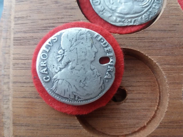1671 Charles II Milled Silver Merk Scotland Holed R19CC 1671 Charles II Milled Silver Merk Scotland Holed R19CC