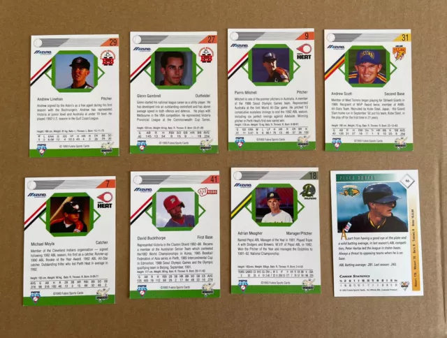 1993 ABL Futera Baseball Card Bulk Lot 8 Cards ⚾️ Australian Baseball League 3