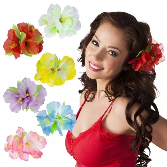 Hawaiian Hibiscus Flower Hair Clips Lei Hula Party Lua Fancy Dress Accessory Lot