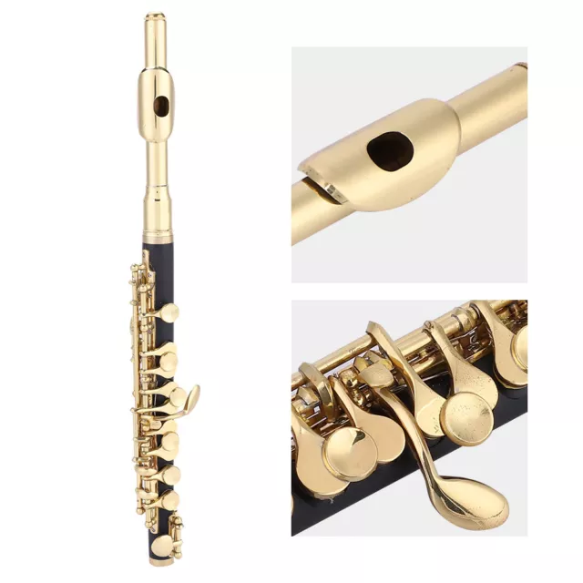 (Golden)Piccolo Ottavino Half Size Flute Plated C Key Tone With Padded Box