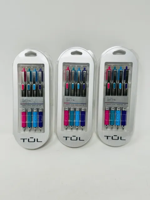 LOT of 3 NEW TUL Gel Ink Retractable Color Brights Pen Set 0.5 Fine Needle Point