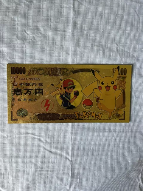 USA Banknoten Pokemon Charmander Eevee 10B Yen Novelty 24K Gold Foil Plated  Note Bill GFN52