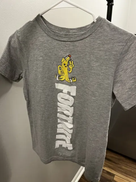 Fortnite Banana Gray Short Sleeve Boys T-Shirt Size 10-12