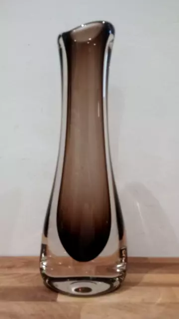 Huge  Mcm 16 Inches Tall Whitefriars Glass Swung Out Vase  In Cinnamon