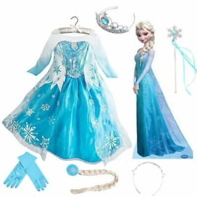 Kids Girls Princess Dress Up Fancy Costume Cosplay Outfit Elsa Gift Party