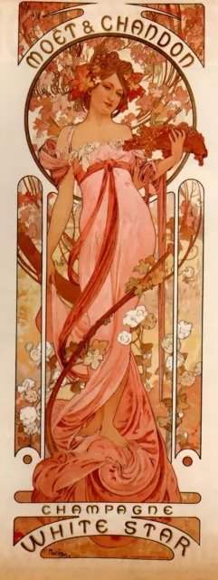 Moet and Chandon White Star 1899 Mucha Giclee Paper or Canvas Art Print 13x36