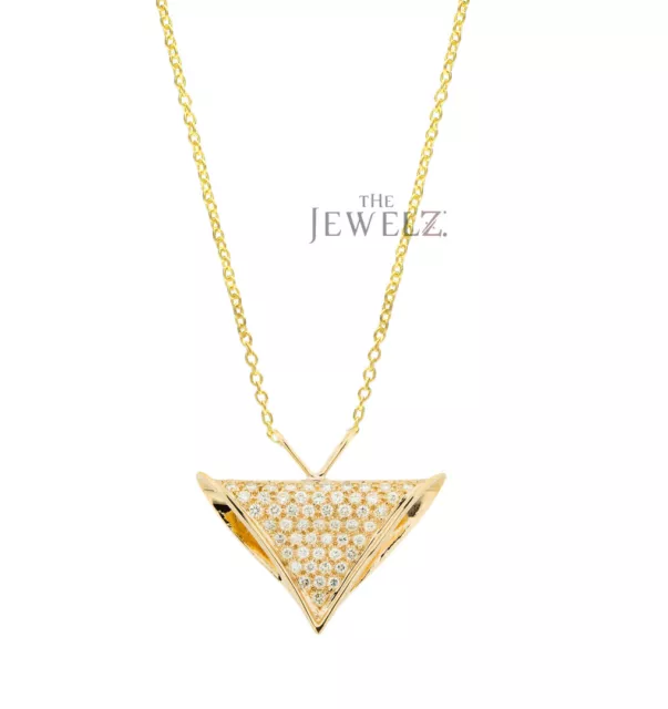 14K Gold 0.35 Ct. Genuine Diamond Arrowhead Pendant Necklace Fine Jewelry