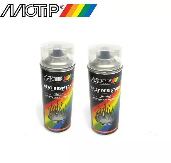 Lot 2 bombe spray peinture MOTIP vernis haute température 800°C échappement