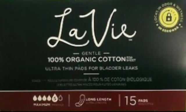 La Vie 100% Organic Cotton Top Sheet Ultra Thin Long Pads For Bladder Leaks 