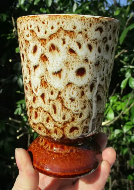 Superb Vintage New Devon Pottery Honeycomb Glazed Footed Beaker Cup or Vase