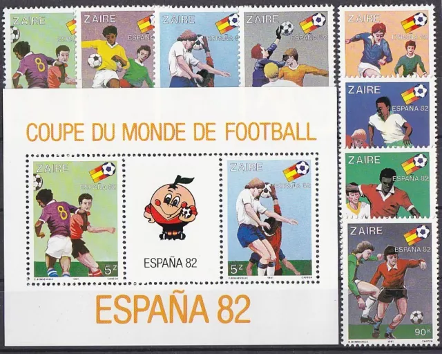 Briefmarken Fussball-WM 1982 - ZAIRE - Block+Satz postfrisch