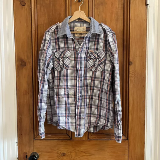 Mens Scotch And Soda Checked Shirt Blue White Check Shirt XL Extra Large
