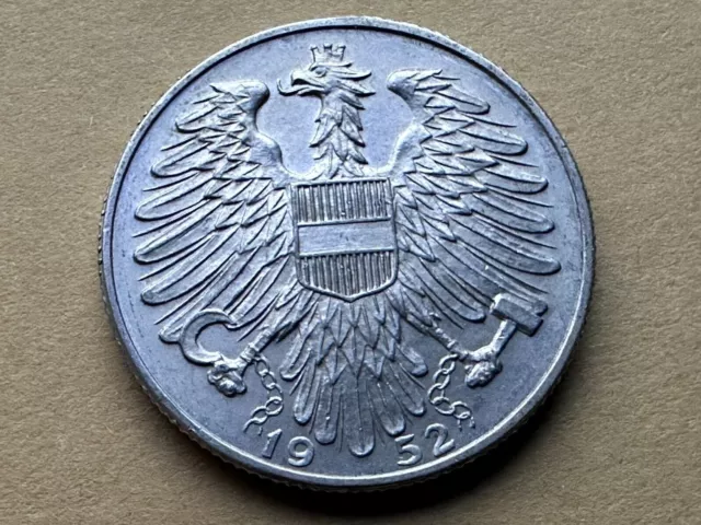 1952 Austria 5 Schilling Coin UNC   Aluminum     #W96