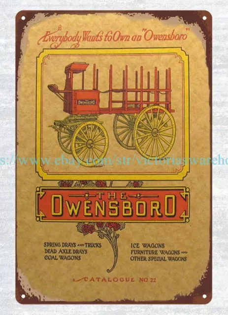 1905 Owensboro Wagon KY Kentucky farm metal tin sign  reproduction garage decor