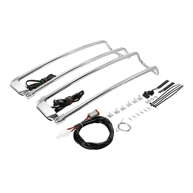 Chrome Saddlebag Lid Top Rails LED Light Fit For Harley-Davidson Harley Touring