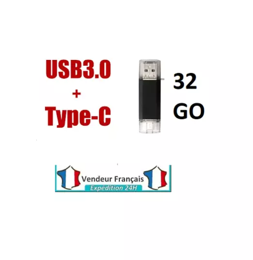 Clé USB Amovible 32 Go Gb Type C OTG USB Flash Drive pour appareils Android/PC