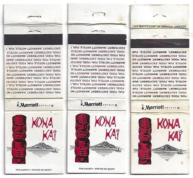 3 Tiki God Tropical Matchbooks Kona Kai Marriott