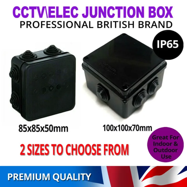 Weatherproof Junction Box Case IP65 Waterproof Black for Outdoor Electric CCTV