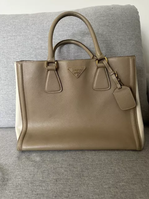 Prada Hand Bag  Beige Leather