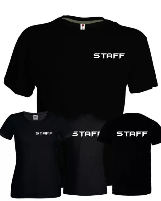 T-shirt STAFF stampa fronte e retro per eventi locali cotone nera uomo donna