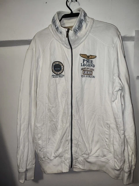 PME Legend Mens fullzip top felpa bianca da uomo taglia L