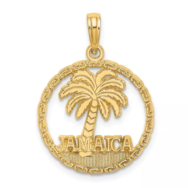 14K Yellow Gold JAMAICA Palm Tree Circle Charm