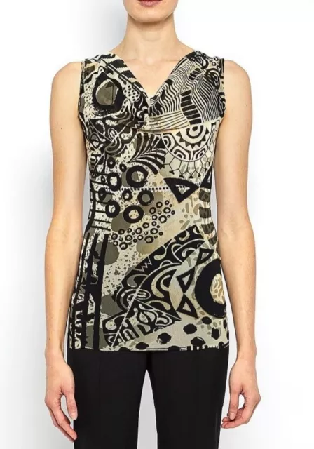 Fuzzi Tulle Mesh Abstract Zodiac Print Drape Neck Top S $295