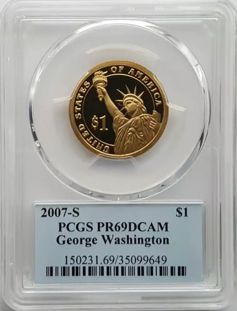 2007-S Presidential Dollar George Washington  PCGS PR69 DCAM -Portrait Label