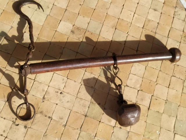 BALANCE ROMAINE PESON Bois et Fer Forgé Ancien XVIIIème EUR 95,90 ...