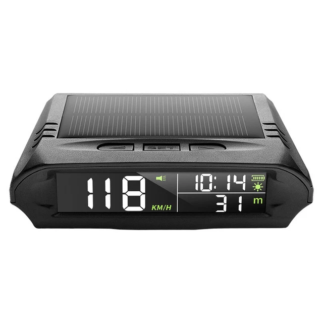 Car Head Up Display HUD Solar Charging Wireless GPS MPH KM/H Temperature Alarm